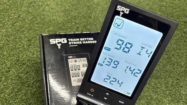 SPG Golf Launch Monitor screen reading 98 mph club speed